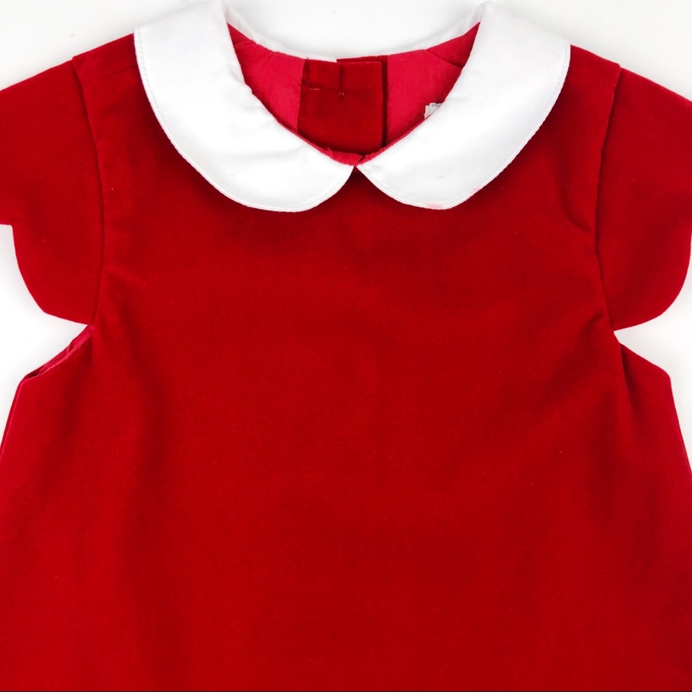 Carriage Boutique Red Velvet Scallop Hem Dress 18M - Picture 4 of 10